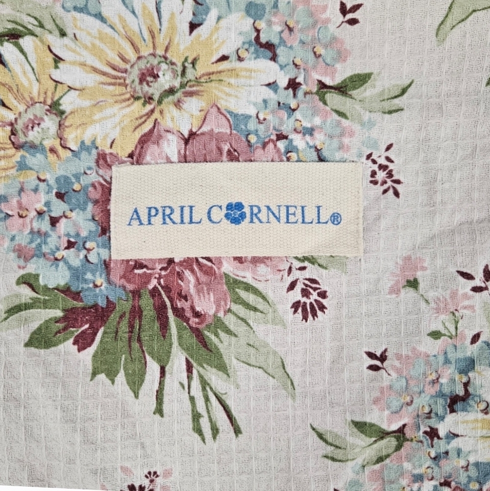 April Cornell Floral Tote Bag Shopping Gardening Sack Market White With Flowers - Picture 3 of 9